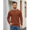 imageCOOFANDY Mens Henley Sweater Long Sleeve Quarter Button Sweaters Casual Knit Pullover SweaterCaramel