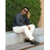 imageCOOFANDY Mens Henley Sweater Long Sleeve Quarter Button Sweaters Casual Knit Pullover SweaterDark Grey