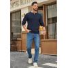 imageCOOFANDY Mens Henley Sweater Long Sleeve Quarter Button Sweaters Casual Knit Pullover SweaterDark Navy Blue