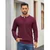 imageCOOFANDY Mens Henley Sweater Long Sleeve Quarter Button Sweaters Casual Knit Pullover SweaterWine Red