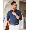 imageCOOFANDY Mens Knit Polo Shirts Casual Long Sleeve Classic Polo Shirts Button Down Golf ShirtsHerringbone Blue