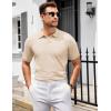 imageCOOFANDY Mens Knit Polo Shirts V Neck Short Sleeve Stretch Polo T Shirt Casual Golf ShirtsChampagne