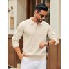 imageCOOFANDY Mens Knit Polo Sweater Casual Long Sleeve Polo Sweater Lightweight Button Down Golf Pullover SweatersBeige