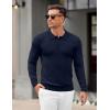 imageCOOFANDY Mens Knit Polo Sweater Long Sleeve Casual Golf Polo Lightweight Dress Button Collar Pullover SweatersNavy Blue