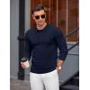 imageCOOFANDY Mens Knit Polo Sweater Long Sleeve Casual Golf Polo Lightweight Dress Button Collar Pullover SweatersNavy Blue