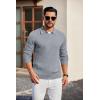 imageCOOFANDY Mens Knit Polos Long Sleeve Casual Sweater Polos V Neck Collared Sweater Golf Polo Sweaters and PulloversLight Grey