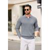 imageCOOFANDY Mens Knit Polos Long Sleeve Casual Sweater Polos V Neck Collared Sweater Golf Polo Sweaters and PulloversLight Grey