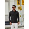 imageCOOFANDY Mens Long Sleeve Polo Shirts Button Casual Tee Collared Work Pullover ShirtsA Black