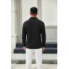 imageCOOFANDY Mens Long Sleeve Polo Shirts Button Casual Tee Collared Work Pullover ShirtsA Black