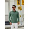imageCOOFANDY Mens Long Sleeve Polo Shirts Button Casual Tee Collared Work Pullover ShirtsGreen
