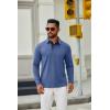 imageCOOFANDY Mens Long Sleeve Polo Shirts Button Casual Tee Collared Work Pullover ShirtsLight Blue