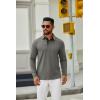 imageCOOFANDY Mens Long Sleeve Polo Shirts Button Casual Tee Collared Work Pullover ShirtsLight Grey