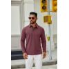 imageCOOFANDY Mens Long Sleeve Polo Shirts Button Casual Tee Collared Work Pullover ShirtsWine Red