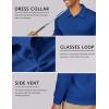 imageCOOFANDY Mens Long Sleeve Polo Shirts Quick Dry Moisture Wicking Lightweight Golf Shirts Casual Collared ShirtDark Blue