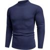 imageCOOFANDY Mens Mock Turtleneck Sweater Long Sleeve Basic Thermal Undershirt Slim Fit Lightweight Pullover SweatersNavy Blue
