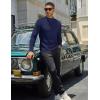 imageCOOFANDY Mens Mock Turtleneck Sweater Long Sleeve Basic Thermal Undershirt Slim Fit Lightweight Pullover SweatersNavy Blue