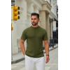 imageCOOFANDY Mens Mock Turtleneck Sweater Short Sleeve Casual Knitted TShirts Thermal Tops Solid Basic TeeDark Green