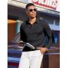 imageCOOFANDY Mens Polo Sweatshirts Long Sleeve Casual Lightweigt Polo Shirts Button Down Golf ShirtBlack