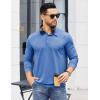 imageCOOFANDY Mens Polo Sweatshirts Long Sleeve Casual Lightweigt Polo Shirts Button Down Golf ShirtBlue