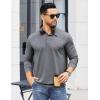 imageCOOFANDY Mens Polo Sweatshirts Long Sleeve Casual Lightweigt Polo Shirts Button Down Golf ShirtDark Gray