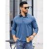 imageCOOFANDY Mens Polo Sweatshirts Long Sleeve Casual Lightweigt Polo Shirts Button Down Golf ShirtDemin Blue