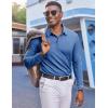 imageCOOFANDY Mens Polo Sweatshirts Long Sleeve Casual Lightweigt Polo Shirts Button Down Golf ShirtDemin Blue
