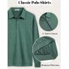 imageCOOFANDY Mens Polo Sweatshirts Long Sleeve Casual Lightweigt Polo Shirts Button Down Golf ShirtGreen