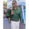 imageCOOFANDY Mens Polo Sweatshirts Long Sleeve Casual Lightweigt Polo Shirts Button Down Golf ShirtGreen