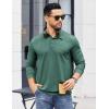 imageCOOFANDY Mens Polo Sweatshirts Long Sleeve Casual Lightweigt Polo Shirts Button Down Golf ShirtGreen