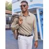 imageCOOFANDY Mens Polo Sweatshirts Long Sleeve Casual Lightweigt Polo Shirts Button Down Golf ShirtKhaki