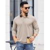 imageCOOFANDY Mens Polo Sweatshirts Long Sleeve Casual Lightweigt Polo Shirts Button Down Golf ShirtKhaki