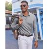 imageCOOFANDY Mens Polo Sweatshirts Long Sleeve Casual Lightweigt Polo Shirts Button Down Golf ShirtLight Grey