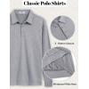 imageCOOFANDY Mens Polo Sweatshirts Long Sleeve Casual Lightweigt Polo Shirts Button Down Golf ShirtLight Grey