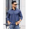 imageCOOFANDY Mens Polo Sweatshirts Long Sleeve Casual Lightweigt Polo Shirts Button Down Golf ShirtNavy Blue