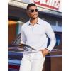 imageCOOFANDY Mens Polo Sweatshirts Long Sleeve Casual Lightweigt Polo Shirts Button Down Golf ShirtWhite