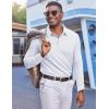 imageCOOFANDY Mens Polo Sweatshirts Long Sleeve Casual Lightweigt Polo Shirts Button Down Golf ShirtWhite