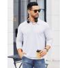 imageCOOFANDY Mens Polo Sweatshirts Long Sleeve Casual Lightweigt Polo Shirts Button Down Golf ShirtWhite
