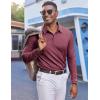 imageCOOFANDY Mens Polo Sweatshirts Long Sleeve Casual Lightweigt Polo Shirts Button Down Golf ShirtWine Red