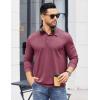 imageCOOFANDY Mens Polo Sweatshirts Long Sleeve Casual Lightweigt Polo Shirts Button Down Golf ShirtWine Red