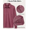imageCOOFANDY Mens Polo Sweatshirts Long Sleeve Casual Lightweigt Polo Shirts Button Down Golf ShirtWine Red