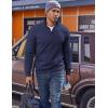 imageCOOFANDY Mens Quarter Zip Pullover Fleece Lined Sweatshirts Long Sleeve Mock Neck Sweater with PocketNavy Blue