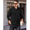 imageCOOFANDY Mens Quarter Zip Pullover Long Sleeve Casual 14 Zip Sweatshirt Lightweight Solid Mock Neck Sweater PoloAll Black