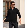 imageCOOFANDY Mens Quarter Zip Pullover Long Sleeve Casual 14 Zip Sweatshirt Lightweight Solid Mock Neck Sweater PoloAll Black