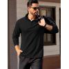 imageCOOFANDY Mens Quarter Zip Pullover Long Sleeve Casual 14 Zip Sweatshirt Lightweight Solid Mock Neck Sweater PoloAll Black