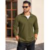 imageCOOFANDY Mens Quarter Zip Pullover Long Sleeve Casual 14 Zip Sweatshirt Lightweight Solid Mock Neck Sweater PoloArmy Green