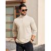 imageCOOFANDY Mens Quarter Zip Pullover Long Sleeve Casual 14 Zip Sweatshirt Lightweight Solid Mock Neck Sweater PoloBeige