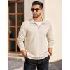 imageCOOFANDY Mens Quarter Zip Pullover Long Sleeve Casual 14 Zip Sweatshirt Lightweight Solid Mock Neck Sweater PoloBeige