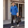 imageCOOFANDY Mens Quarter Zip Pullover Long Sleeve Casual 14 Zip Sweatshirt Lightweight Solid Mock Neck Sweater PoloBlue