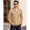 imageCOOFANDY Mens Quarter Zip Pullover Long Sleeve Casual 14 Zip Sweatshirt Lightweight Solid Mock Neck Sweater PoloKhaki