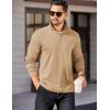 imageCOOFANDY Mens Quarter Zip Pullover Long Sleeve Casual 14 Zip Sweatshirt Lightweight Solid Mock Neck Sweater PoloKhaki